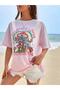 Marvellous Printed Pink Oversize Salas Boyfriend Women / Girls T-Shirt Top Blouse - 4