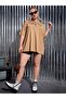 Women's Beige Oversize T-Shirt with Butterfly Print - 3