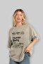 Human Being Oversize Front Printed Beige T-Shirt 100% Cotton Streetwear Premium Comfortable Fit - 4