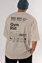 Gym Rat Oversize Back Printed Beige T-Shirt 100% Cotton Streetwear Premium Comfortable Fit - 6