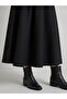Black Elastic Waist Pocketed Flared A-Line Maxi Long Skirt for Women - 6