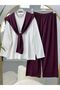 Women's Detachable Shawl Detailed Pantsuit with Detachable Shawl