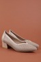 Genuine Leather Laser Perforated Short Heeled Shoes Shhn.1098 Mink - 2