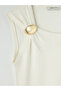 Lcw Everyday White Crew Neck Gathered Women's Knitwear Undershirt - 7