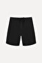 Men's Black Straight Fit Linen Shorts