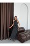 Black Polka Dot Halter Neck Belted Dress - 5
