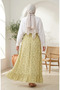 Elastic Waist Floral Patterned Skirt 0313-02 Yellow - 5