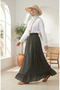 Elastic Waist Floral Patterned Skirt 0313-01 Black - 2