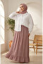 Elastic Waist Polka Dot Patterned Skirt 0309-06 Dusty Rose - 3