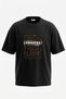Grunge Motivational Design Back Printed Cotton Black Oversize T-Shirt