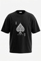 Ace of Spades Design Back Printed Cotton Black Oversize T-Shirt