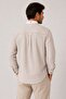 Slim Fit Long Sleeve Linen Lycra Double Pattern Pocketless Gift Boxed Men's Shirt Fs-004577 - Beige - 2