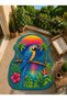 Sdt Special Cut Tropical Parrot Patterned Blue Woven Base Decorative Carpet Sdt3015 - 3