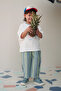 Patterned Trousers Striped Blue-Green