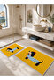 Non-Slip Bath Mat with Yellow Dog Figure, Set of 2 Modern Children's Bath Rugs - 5