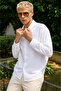 Men's regular fit long sleeve bonita shirt - white