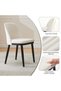 Set of 2 Modern Dining Chairs, Linen Upholstered, Beige with Curved Backrest, Wooden Legs, Decorative Chair for Kitchen, Dining Room, Living Room, Beige - 2