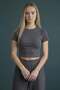Women's Camisole Fabric Crew Neck Anthracite Crop T-Shirt - 2004 - 3