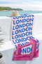 London Themed City View Beach Towel - Typographic Pink Blue Quick-Dry Microfiber Towel - 7