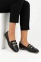 Women's Loafer Ballet Flats with Gold Buckle, Daily Comfortable Office Shoes, Non-Slip Sole, Stylish Classic - 4