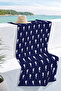 Denizatı Marine Beach Towel Coverlet - Navy Blue White Nautical Quick-Drying Microfiber Towel Coverlet - 2