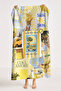 Lemon Themed Amalfi Mediterranean Beach Towel-Italian Summer Collage Yellow Blue Quick Drying Microfiber Towel