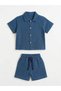 Boy's 100% Cotton Muslin Breathable Elastic Waist Summer Shorts Two-Piece Set [Navy Blue] - 5