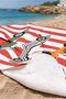 Car-Themed Striped Kids Beach Towel - Red and White Modern Quick-Dry Microfiber Towel - 3