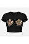 Short-Sleeved Crew Neck Sea Shell Print Crop Top