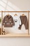 Baby Boy Set - Children's Set - Hooded Teddy Bear Detailed Ribbed Look Top and Bottom Set - 5