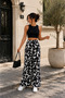 Woven Viscose Trousers with Wide Legs - Patterned - Without Pockets - 3