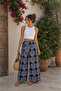 Woven Viscose Trousers with Wide Legs - Patterned - Without Pockets - 2