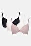 Women 3 Pieces Padded Plain Bra, Multicolor - 7