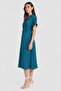 Women Textured Wrap Dress, Teal Blue - 4