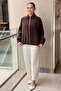 Front Pleated Detailed Zippered Advertized Sleeve Lined Bomber Jacket - 5