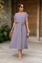Women's Gray Elastic Waist Tie Dress Arm-26Y001122