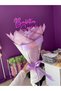 11-Piece Lilac White Satin Rose Bouquet with Ribbon, Non-Fading Flower, Gift Bouquet for Lover & Mother - 5