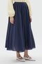 Navy Blue High Waist A-Line Midi Skirt - 7