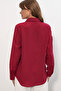 Women's Oversize Linen Shirt 20338 - Burgundy - 5