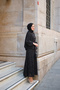 Women's Skirt Ruffled Stone Button Detail Set Black - 2