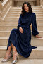 Balloon Sleeve Evening Dress A35148-Pr Navy Blue - 2