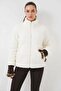 Women's High Collar Plush White Coat - 2