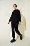 Women's Hooded Regular Oversize Black Tracksuit Set - 5