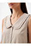 Ecru Ruffled Baby Collar Plaid Blouse - 3