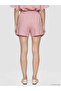 Pink Elastic Waist Linen Blend Women's Shorts - 4