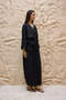 Black Linen Loose Blouse and Belted Loose Trousers Two-Piece Set (2-Piece) - 6