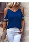 Women's Off-The-Shoulder V-Neck Strappy Viscose Blouse