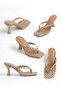 Vera Women's Thin Strap Blunt Toe Flip Flops Polka Dot Heeled Slippers - 3