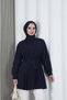 Hakim Collar Pleated Detailed Buttoned Tunic Navy Blue Hnt2127 - 6