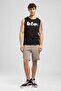 Summer Men's Regular Fit 100% Cotton Printed Crew Neck Undershirt Black